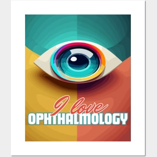 I love ophthalmology eye with green ,yellow and orange color Posters and Art